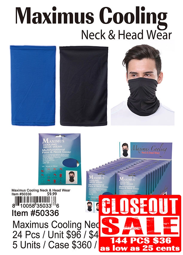 Maximus Cooling Neck and Head Wear - Closeout 144 Pcs.